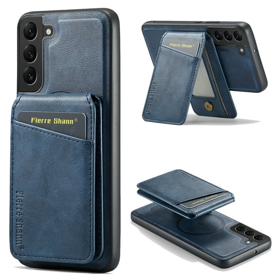 Mantto Compatible with Samsung Galaxy S23 Plus Wallet Case 2 in 1 Detachable Back Cards Slot PU Leather Magnetic magsafe case-Off [Compatible With MagSafe] Luxury Vegan Leather Slim Thin Cover, Blue