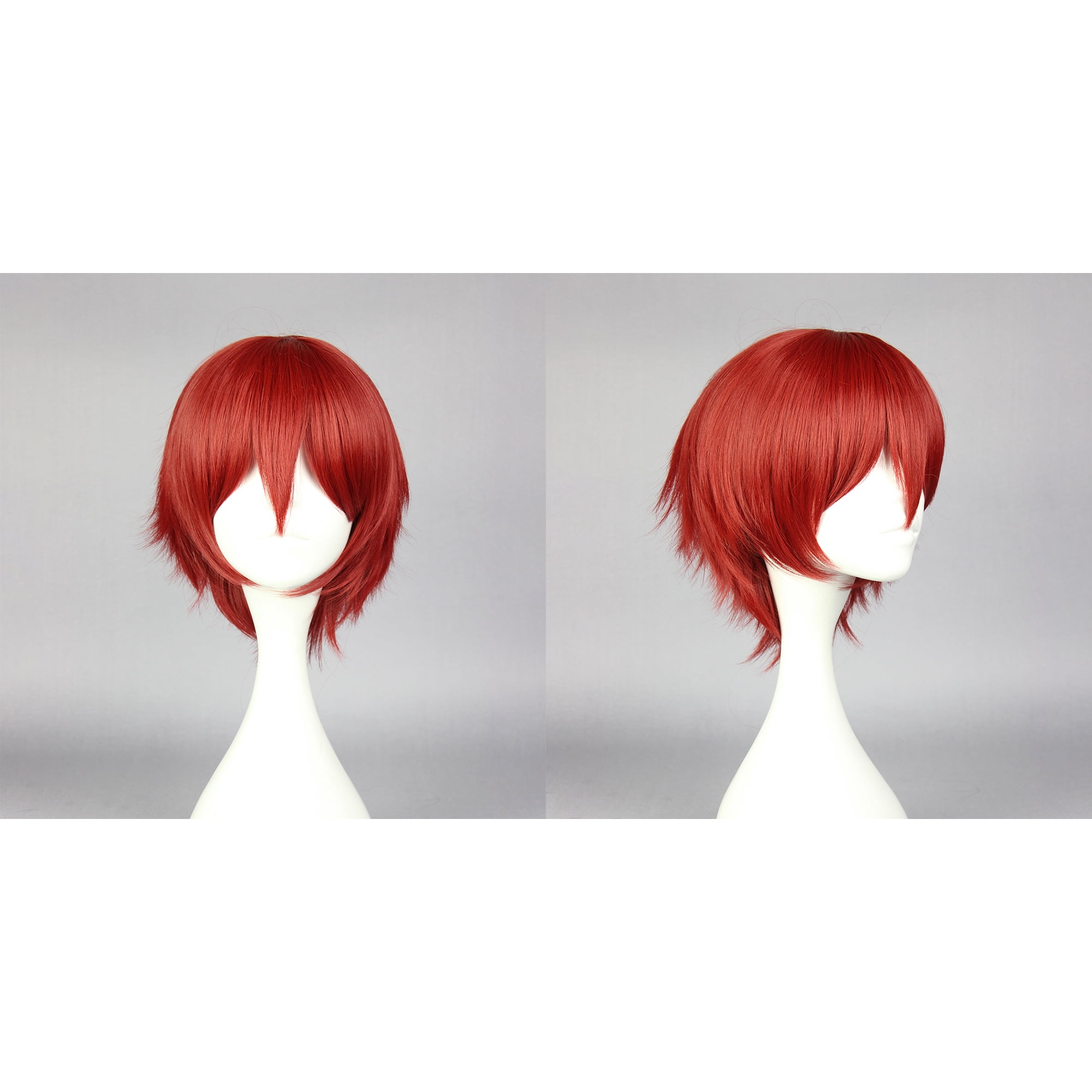 Unique Bargains Human Hair Wigs for Women with Wig Cap Short Hair 12" Red Wigs