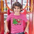 thumbnail image 3 of Tee Hunt Santa Claus Dabbing with Christmas Tree Youth T-Shirt Merry and Bright Kids, Pink, Medium, 3 of 5