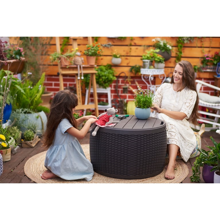 Keter Circa 37-Gallon Round Resin Deck Box, Grey photo 5