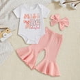thumbnail image 2 of CAICJ98 Baby Girl 1st Birthday Outfit Short Sleeve Romper T-Shirt Tops Bell Bottom Pants Set 3Pcs Infant Newborn Summer Clothes (White,12-18 Months), 2 of 7