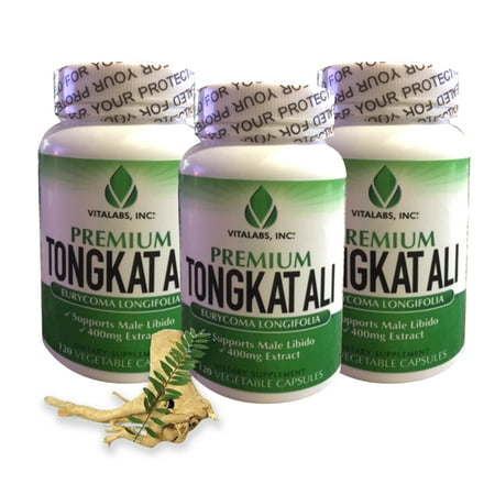 Tongkat Ali Extrait - Premium Natural Testostérone, Potent 400mg - Male Enhancement Pills naturellement faible soutien T, Libido, masse musculaire maigre, bien-être général 180 Vcaps, 3 Bouteille