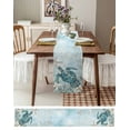 thumbnail image 3 of nqOlkjepod Teal Turtle Coastal Table Runner 36 Inches Long Farmhouse Dress Scarves, Summer Beach Nautical Starfish Dining Tablerunner for Coffee Table/Kitchen Island/Party Décor, Small 13" x 36", 3 of 8