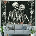 thumbnail image 4 of BCIIG  Skull Tapestry The Kissing Lovers Tapestry Black Tarot Tapestry Human Skeleton Tapestry for Room, 4 of 6