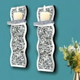 thumbnail image 6 of Set of 2 Crystal Crush Diamond Candle Sconces, Gorgeous Silver Mirrored Wall Sconce, Wave Pattern Irregular Candle Holder Glass Wall Decorations for Home Décor, Living Room, Dining Room., 6 of 14