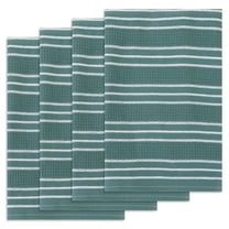 Unique Bargains Striped Kitchen Towels Soft Cotton Dish Towels for Kitchen 26 x 18 Inch Green 4pk