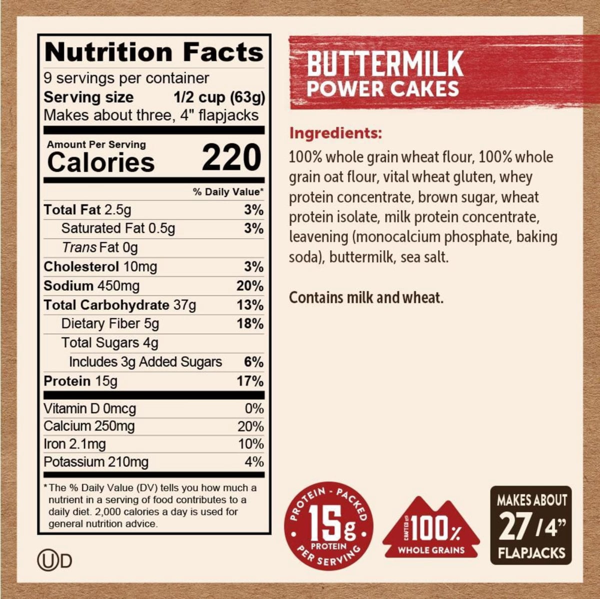 Kodiak Protein-Packed Power Cakes Buttermilk Pancake and Waffle Mix, 20 oz Box