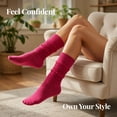 thumbnail image 4 of Women’s Cotton Slouch Socks 3 Pairs, Knee High Scrunch Boot Socks, Extra Long All Season Comfort, Made in USA (3 Pairs Fuchsia), 4 of 15
