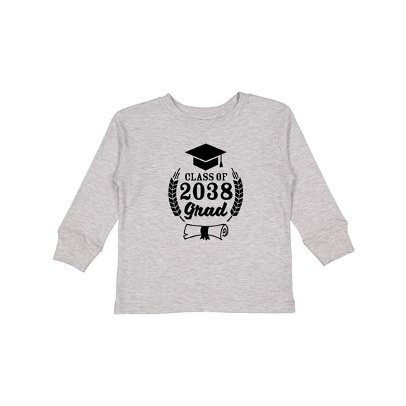Inktastic Class of 2038 Grad with Diploma and Graduation Cap Boys or Girls Long Sleeve Toddler T-Shirt