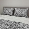 thumbnail image 2 of Grey Chevron Comforter & Sham Bedding Set, Herringbone Geometric Minimalist Fractal Waves Image, 3 pcs Duvet Set Microfiber Filling Quilt, 5 Sizes, Dark Grey Pearl, by Ambesonne, 2 of 4