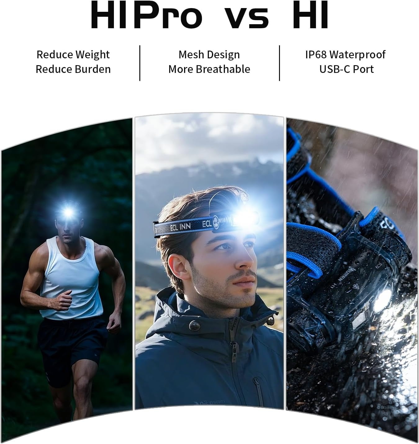 WUBEN H1 Pro Rechargeable Headlamp: 1200LM Ultra Bright LED, 11 Modes, 180° Adjustable IP66 Red Light for Outdoor Activities