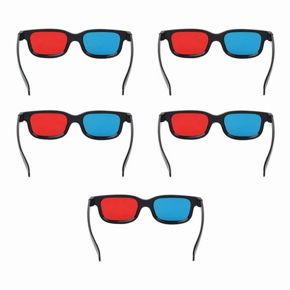 5Pcs Black Frame Red Blue 3D Glasses 3D Dimensional Home Theater Glasses for Dimensional Anaglyph Movie TV Game Video