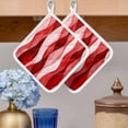 thumbnail image 2 of Red Striped Pot Holders for Kitchen Heatproof Potholder, 2 Pack Modern Gradient Geometric Ripple Stripes Hot Pads Multipurpose Oven Pads Cloth Potholders Trivet for Cooking and Baking, 2 of 8