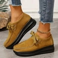 thumbnail image 2 of Rokment Platform Wedge Fashion Sneakers for Women Walking Vintage Casual Suede Lace up Chunky High Heels Spring Fall Comfortable Oxfords Dress Shoes Yellow Size 8, 2 of 4