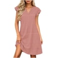 thumbnail image 4 of Aimik Womens V Neck Ruffle Sleeve Shift Dress Loose Fit Flowy Mini Casual Dresses with Pockets for Summer Beach Travel, 4 of 6