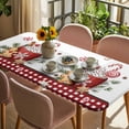 thumbnail image 3 of Christmas Table Cloths for 6 Foot Rectangle Tables, Winter Ice Cream Sugar Pine Needle Red Plaid Patio Waterproof Elastic Fitted Tablecloths, Washable Rectangular Table Cover for Camping, 3 of 8