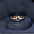 thumbnail image 6 of Rosec Jewels Lab Grown Blue Sapphire Heart Shaped Wedding Ring Set for Women - Blue Sapphire Diamond Engagement Ring with Enhancer, 10K Yellow Gold, US 11.50, 6 of 8