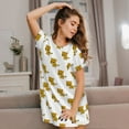 thumbnail image 3 of Vsdgher Leopard Print Pattern Womens Short Sleeve Sleepshirt Scoopneck Cute Nightdress Ruffle Comfy Nightgown, 3 of 6