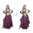 thumbnail image 5 of 720 degree Length 37.8" Tribal Dance Skirt Belly Dance Skirt Gypsy Skirt Big Swing Skirt Flax Dance skirt,darkpurple, 5 of 6