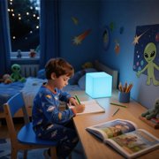 8 Inch LED Cube Light – Soft Blue Glow, Rechargeable Mood Lamp For Indoor Decor