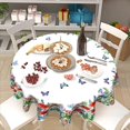 thumbnail image 5 of Spring Floral Tablecloth Watercolor Flower Butterfly Round Tablecloth 60 Inch Green Leaves Farmhouse Decorative Table Cover for Picnic Party Dining Table Living Room Kitchen Decor, 5 of 6