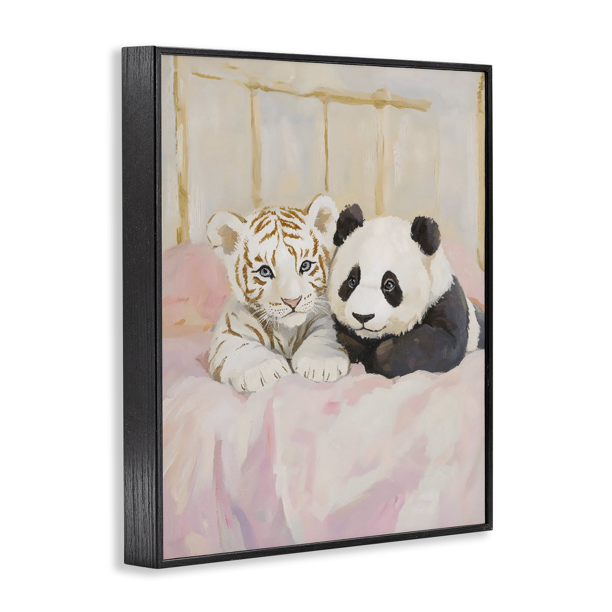 Stupell Industries Baby Panda & Tiger Cuddles Black Framed Giclee Art, design by The Prints Vibe
