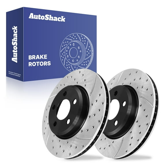AutoShack Front Vented Drilled & Slotted E-Coated Brake Rotors 2-PC Set Replacement for 2006-2023 Dodge Charger 2005-2023 Chrysler 300 2009-2023 Dodge Challenger ShadowGuard 12.6" (320 mm)