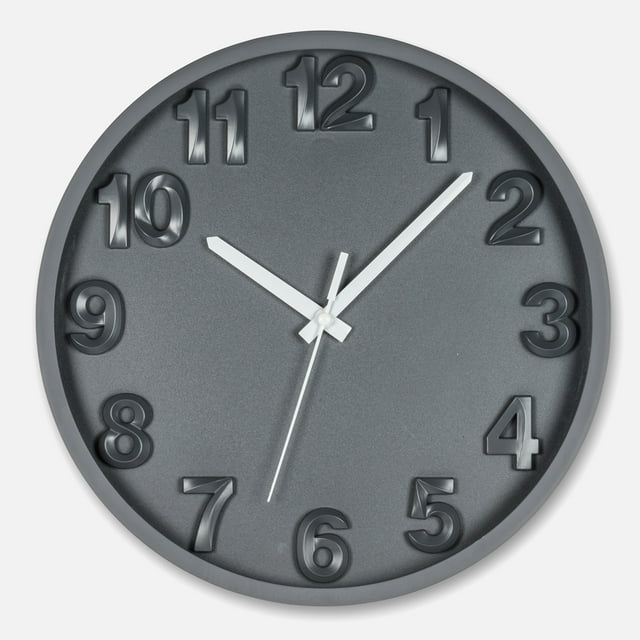 Linen Chest Bold Numbers Charcoal Wall Clock 12"