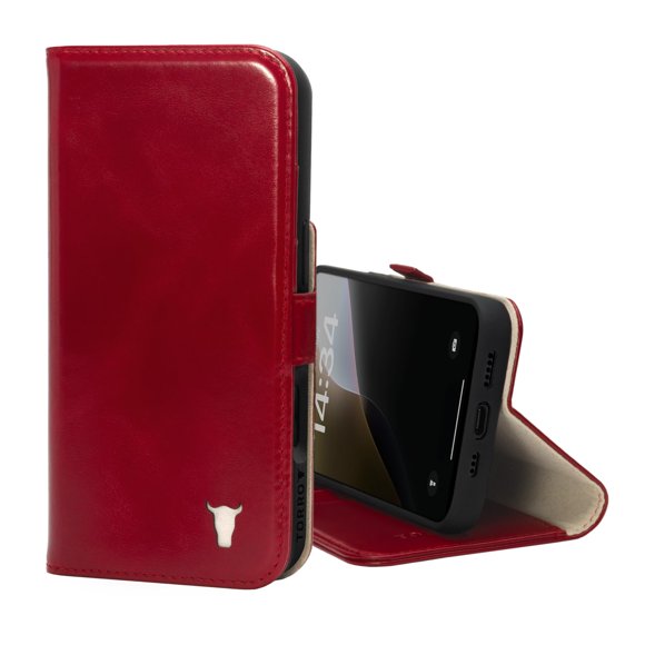 Funda para teléfono móvil TORRO iPhone 16 Pro 6.3 pulgadas, cartera de piel roja
