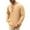 Khaki, variant on Men's Cotton-Linen V-Neck Shirt Long Sleeve Breathable Casual Button-Down Top, Relaxed Daily Wear,M,Khaki