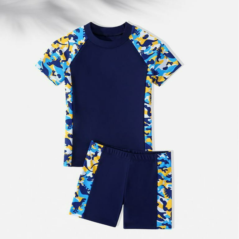 EHQJNJ Boys Swim Trunks Size 8-9 Boys' New Breathable Quick Drying Swimsuit  Short Sleeved Shorts Two Piece Set Toddler Swimsuit Cover Ups Baby Boys