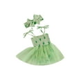 thumbnail image 2 of Douhoow Baby Girl Clover Jumpsuits 3M 6M 12M 18aM Green Shamrock Print Sleeveless Mesh Tulle Romper Dress with Headband, 2 of 9