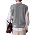 thumbnail image 3 of INSPIRE CHIC Women's V Neck Cable Knit Sweater Vests Sleeveless Contrast Trim Regular Fit Casual Vintage Medium Grey, 3 of 5