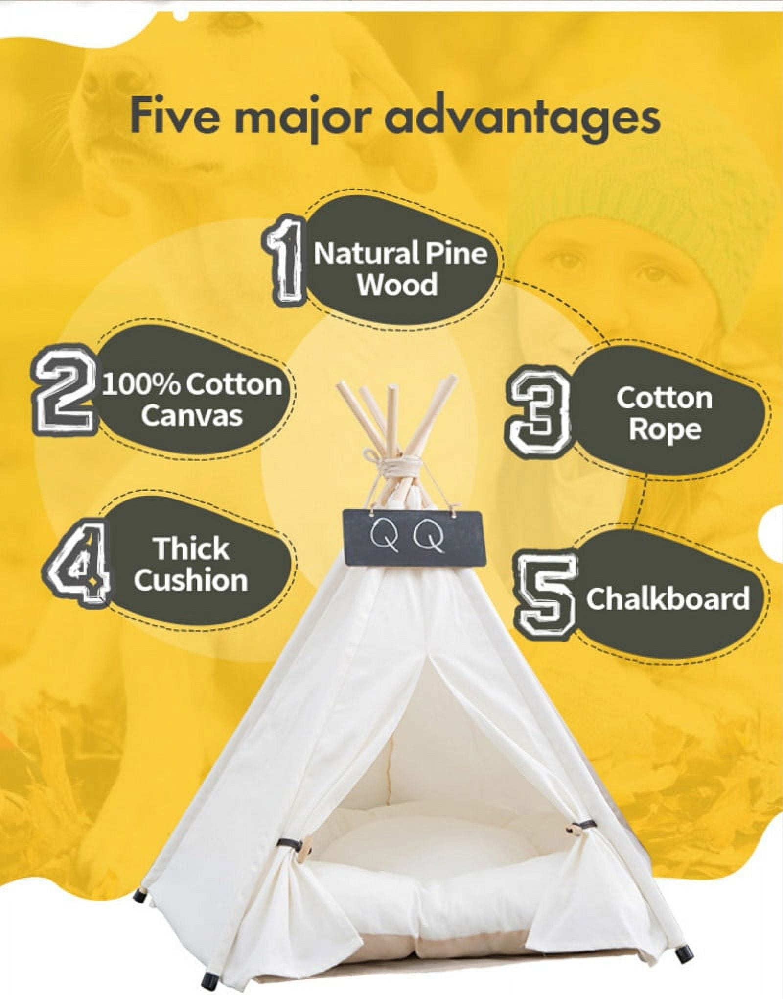 Pet Tent House puppy bed cat teepee Portable Teepee With Thick Cushion And 6 Colors Available For Dog Puppy Excursion Outdoor Indoor 60cm
