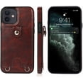 thumbnail image 3 of Necklace Crossbody Case for iPhone 12 Mini,PU Leather Wallet Lanyard Case Cover with Card Holder Adjustable Detachable Anti-Lost Neck Strap Case for iPhone 12 Mini,5.4",Brown, 3 of 12