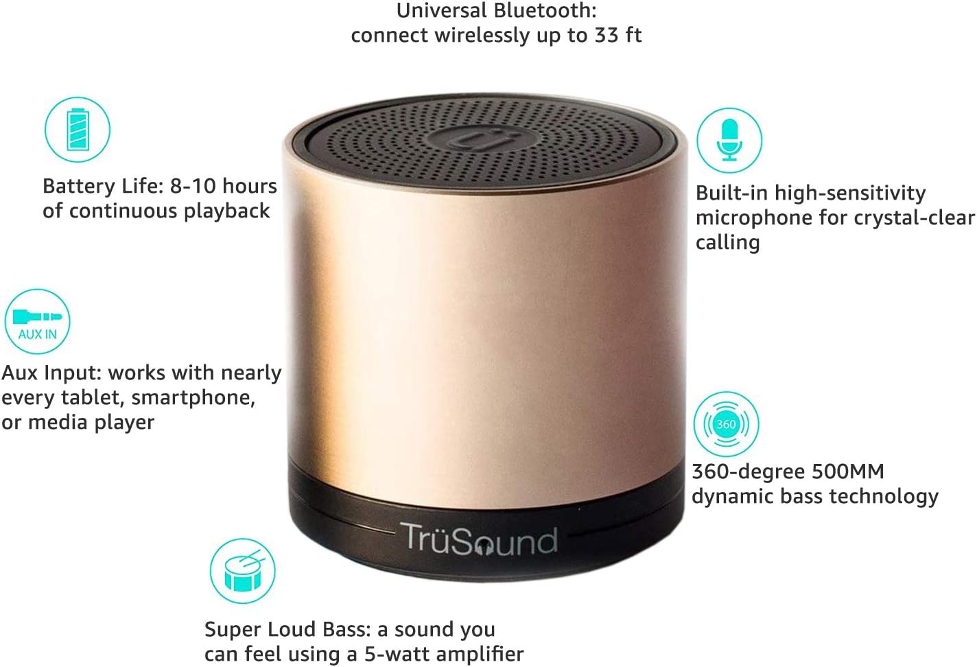 TruSound T2 Portable Bluetooth Speaker with Speakerphone - image 4 of 6