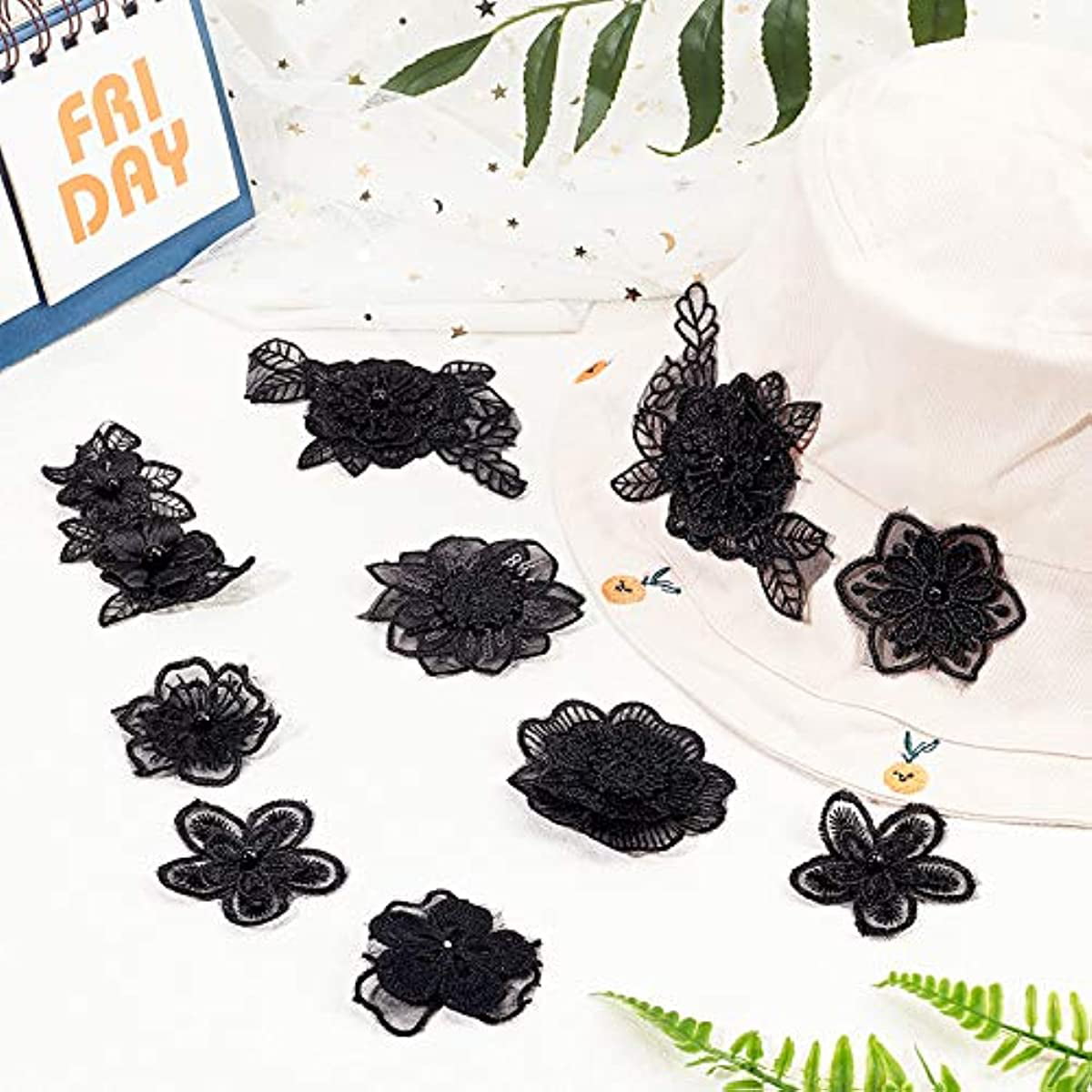10pcsx 2Layers black Floral lace patches for clothing sewing women skirt  fabric patch garment Accessories Diy decoration - AliExpress