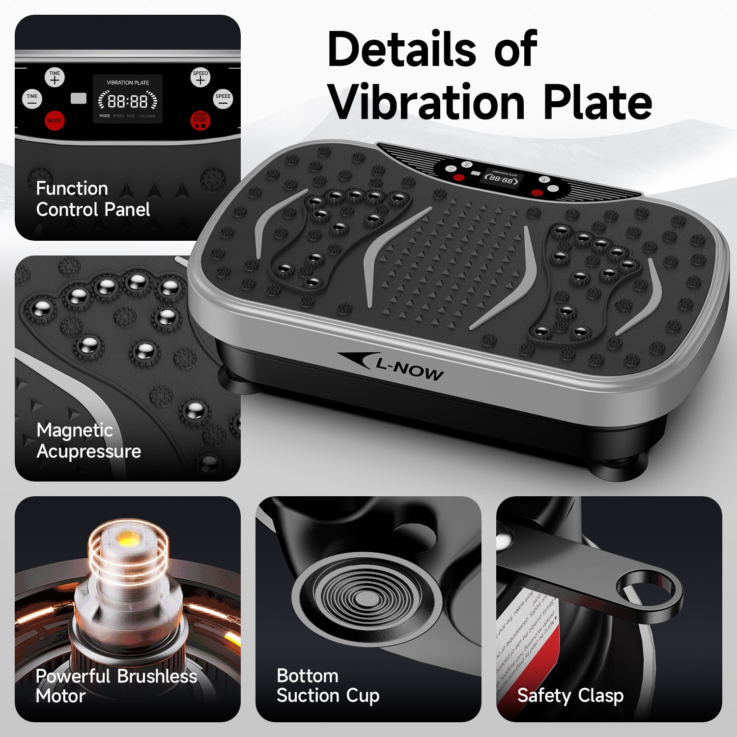 Lnow Vibration Plate Exercise Machine, Full Body Workout Machine for Weight Loss, Vibration Platform w/ 2 Resistance Bands 350lbs, Christmas Gifts