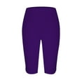thumbnail image 2 of LIIPEE Women Leggings Summer Casual Slim Fit High Waist Leggings Solid Color Knee Length Stretchy Leggings Comfortable Soft Breathable Daily Yoga Leggings,Purple,S, 2 of 6