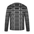 thumbnail image 3 of Blusas y camisas de manga larga con cuello redondo para hombre, blusa informal de manga larga con cuello redondo y estampado de rayas, blusa de poliéster para hombre, 3 of 4