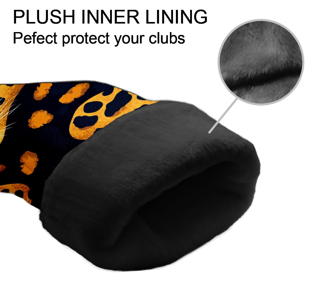 Golf Club Covers PU Leather Waterproof Head Covers for Fairway Woods Hybrids Leopard Pattern