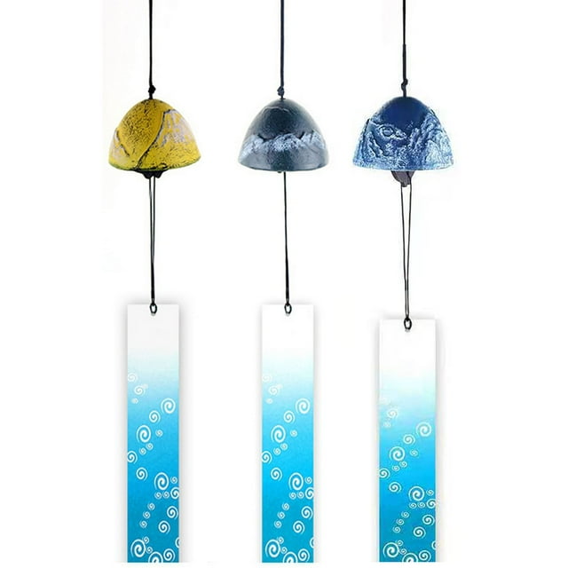 Juego de 3 campanillas de viento, carillón de viento Fuji de montaje japonés de hierro fundido, decoración de jardín, campana de viento para decoración colgante de Patio exterior