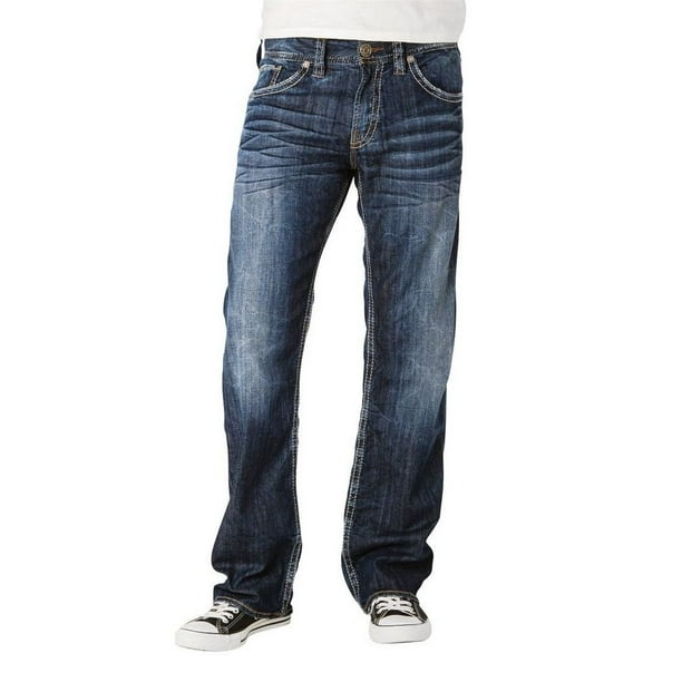Silver Jeans Silver Jeans Denim Mens Zac Relaxed Straight Faded Dark