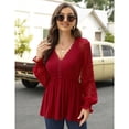 thumbnail image 2 of Babydoll Tops for Women Long Sleeve Tunic Blouses Swiss Dot Fall Outfits, 2 of 4