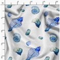thumbnail image 2 of Soimoi White Heavy Satin Fabric Shells Ocean Printed Fabric 1 Yard 54 Inch Wide, 2 of 6