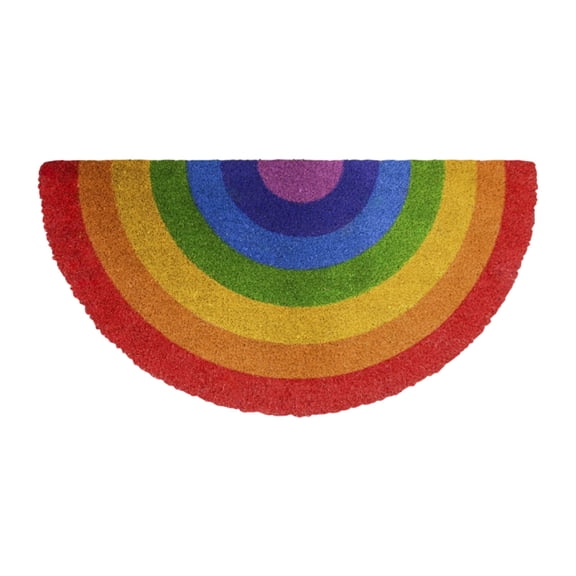 Colorful Semicircle Doormat, Coir Floor Mat, Low Profile Entry Rug for Home Entrance Patio Indoor Decor
