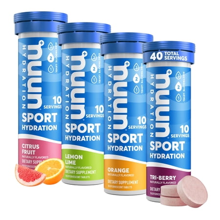 Nuun Sport Electrolyte Tablets for Proactive Hydration, Mixed Citrus Berry Flavors, 4 Pack (40 Servings)