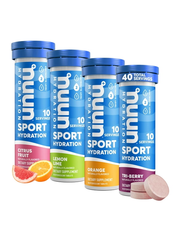 Nuun Sport Electrolyte Tablets for Proactive Hydration, Mixed Citrus Berry Flavors, 4 Pack (40 Servings)