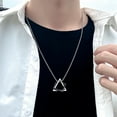 thumbnail image 3 of SmartBy Sweater Chain Geometric Pendants Electroplating Anti-rust Fade-resistant Neck Decoration Accessory Stacking Square Triangle Pendant Necklace Clothing Accessory, 3 of 8