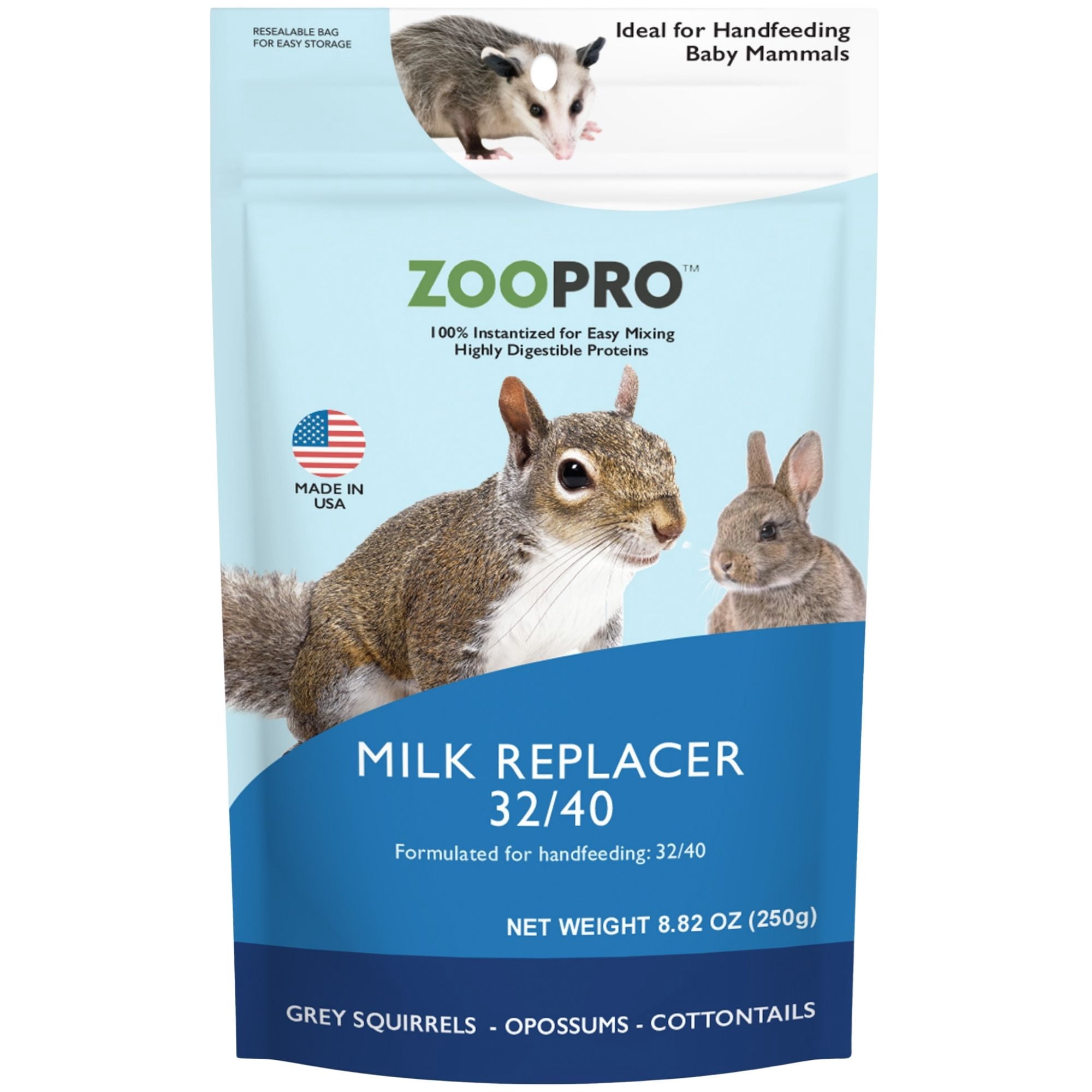 ZooPro Milk Replacer 32/40 Formula for Baby Squirrels 8.8 oz.